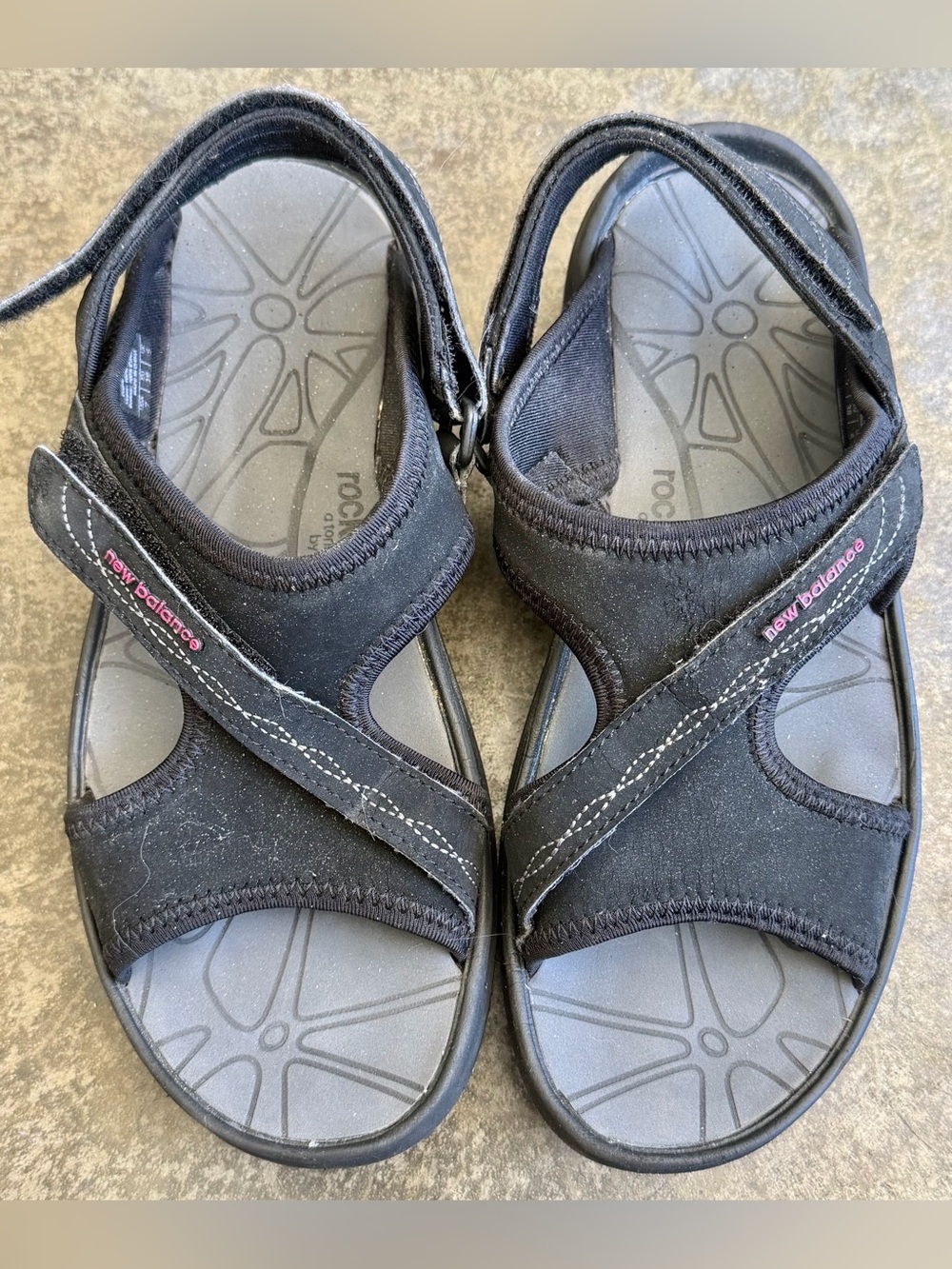 New Balance Rock & Tone Slingback Sandals Black Strappy Comfort Womens Size 7